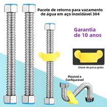Mangueira De Plomeria Corrugada De Aço Inoxidável De 1/2 Polegada Com Chave Para Aquecedor De