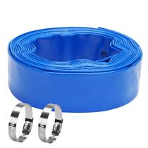 Mangueira de retrolavagem de piscina DERPIPE Lay-Flat PVC de 1,5 x 25 pés com braçadeiras