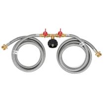 Mangueira divisora de propano de aço inoxidável Stanbroil de 5 pés com válvulas Mangueira divisora de propano de aço inoxidável Stanbroil de 5 pés com válvulas