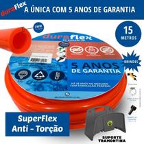 Mangueira Doméstica Siliconada Laranja 15 Metros DuraFlex + Suporte Tramontina