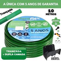 Mangueira Doméstica Verde Trançada 10 Metros + Suporte