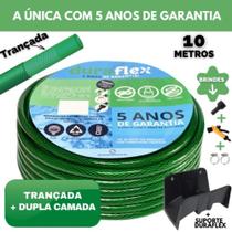 Mangueira Doméstica Verde Trançada 10Metros + Suporte - DuraFlex