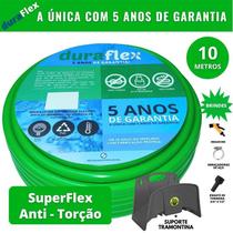 Mangueira DuraFlex 10m + Suporte + Esguicho PVC Resistente