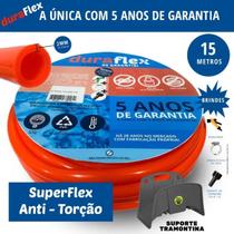 Mangueira DuraFlex 15m + Suporte + Esguicho PVC Resistente