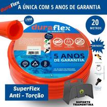 Mangueira DuraFlex 20m + Suporte + Esguicho - PVC Resistente