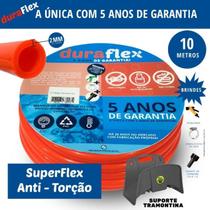 Mangueira DuraFlex Laranja 10m + Suporte Fixo - PVC