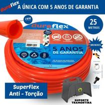 Mangueira DuraFlex Laranja 25m - PVC Flexível - Suporte Fixo
