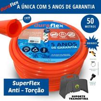 Mangueira DuraFlex Laranja 50m + Suporte - PVC Resistente