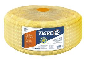 Mangueira eletroduto corrugado pvc flexível bitola 25mm ou 3/4 tigre 50m amarela