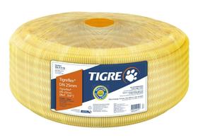 Mangueira eletroduto corrugado pvc flexível bitola 25mm ou 3/4 tigre 50m amarela