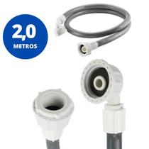 Mangueira Entrada Água Máquina De Lavar Universal 2m Metros Cinza Ledmang