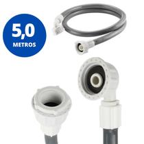 Mangueira Entrada Água Máquina De Lavar Universal 5m Metros Cinza Ledmang