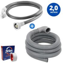 Mangueira Entrada + Saida Água Máquina Lavar Universal 2M - Ledmang