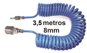 Mangueira espiral PU, 3,5 metros 8mm com conexões