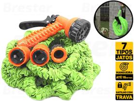 Mangueira Expansível 15 Metros + Esguicho 7 Jatos P/ Mangueira 1/2 Engate Rápido Bestfer BFH1497