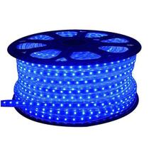 Mangueira Fita LED Azul 100 Metros Achatada Efeito Natal 220V IP66 Externa + 4 Conectores