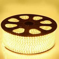 Mangueira Fita LED Chata 5050 10m Branco Quente 6mm 60 LEDS/m 220V