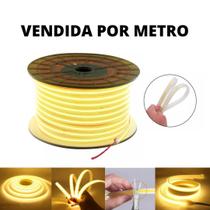Mangueira Fita LED COB Branco Quente Metro Achatada 220V IP66 Externa