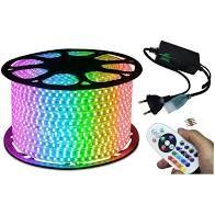 Mangueira Fita LED RGB 100 Metros Achatada Efeito 220V IP66 Externa + Controle + Fonte
