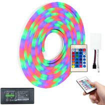 Mangueira Fita Led RGB Neon 12V 5M Flexível + Fonte 5A