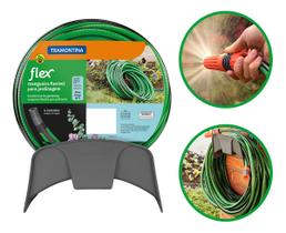 Mangueira Flex Jardim 20mts Com Suporte Esguicho Tramontina Mangueira Flex Jardim 20mts Com Suporte Esguicho Tramontina