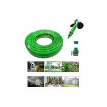 Mangueira Flex Reforçada de 12 m com pares de pistolas de 1/2 polegada em PVC verde