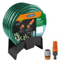 Mangueira Flex Tramontina Com Engates Rosqueados E Esguicho Em Pvc 20 M Com Suporte Mural