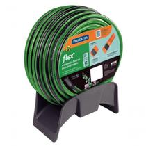 Mangueira Flex Tramontina Em Pvc Verde Com Faixa Preta 4 Camadas 15m Engate Rosqueado, Esguicho E Suporte Mangueira Flex Tramontina Em Pvc Verde Com Faixa Preta 4 Camadas 15m Engate Rosqueado, Esguicho E Suporte