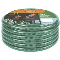 Mangueira Flex Tramontina para jardim, Verde em PVC 3 Camadas 15 m com Engate Rosqueado e Esguicho