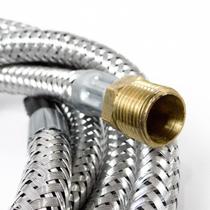 Mangueira Gás Flexível Aço Inox/Latão 2m Macho Segura Anti-Vazamento Reforçada Fogão/Aquecedor Profissional