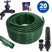 Mangueira Jardim 20M Metros Reforçada Trançada + Torneira - Ledmang