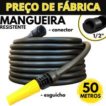 Mangueira Jardim 50 Metros Grossa 1/2" Reforçada Resistente Flexivel Kit com Esguicho e Conector Pronta Para Usar Bonita Qualidade