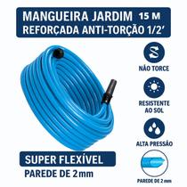 Mangueira jardim flexivel 1/2 reforçada anti torção 15 metros