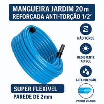 Mangueira jardim flexivel 1/2 reforçada anti torção 20 metros