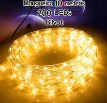 Mangueira Led Redonda 10 Metros 200 Leds Pisca Pisca 8 funções, Bivolt Decoração Iluminação Natal - bijoprata