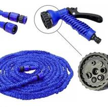 Mangueira Mágica Flexível 15m Nylon Azul 7 Bicos Elástica Mangueira Mágica Flexível 15m Nylon Azul 7 Bicos Elástica