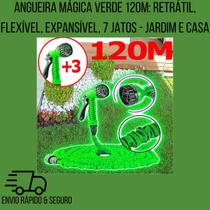 Mangueira Mágica Verde 120m: Retrátil, Flexível, Expansível, 7 Jatos - Jardim e Casa