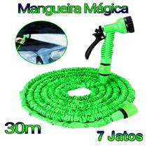 Mangueira Mágica Verde Para Jardim Casa Carro Terreiro Retrátil Flexível Elástica Reforçada Nas Pontas 30m