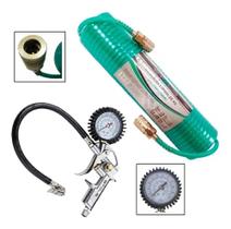 Mangueira para Ar Espiral 10mt Engate Fêmea + Calibrador De Pneu