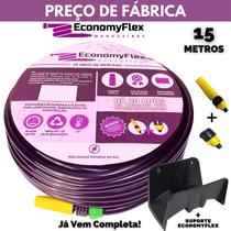 Mangueira Para Casa Economyflex Roxa 15 Metros Com Suporte