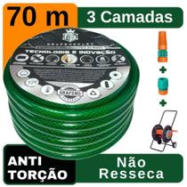 Mangueira para Jardim 70 Mts c/ Carrinho Enrolador - GrafenoFlex Verde