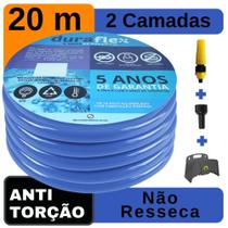 Mangueira Quintal Siliconada Azul 20 Metro + Suporte DuraFlex