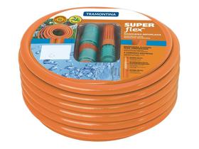 Mangueira super flex em pvc laranja para jardim de 1 2 com 10 metros e com engates plasti tramontina