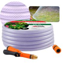Mangueira Trançada 1/2" Transparente 20m + Acessórios Force Line