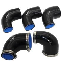 Mangueira Universal De Silicone Preta Com Conector Redutor De 90 Graus Para Intercooler E Entrada De