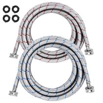 Mangueiras para máquina de lavar roupa Beaquicy de aço inoxidável de 15 pés (4,5 m), pacote com 2 Mangueiras para máquina de lavar roupa Beaquicy de aço inoxidável de 15 pés (4,5 m), pacote com 2