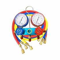 Manifold Analógico R22, R134a, R404a e R410a Corpo de Alumínio Azul Com Mangueiras 1,80m 1 4 Dosivac Manifold Analógico R22, R134a, R404a e R410a Corpo de Alumínio Azul Com Mangueiras 1,80m 1 4 Dosivac