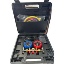 Manifold com mangueira 90cm maleta premium r410 r32 manipulos metalico