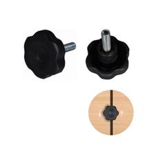 Manipulo Termoplástico Macho Preto Com Parafuso 3/8 Polegadas