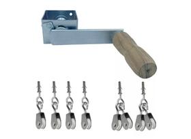 Manivela Elevador Catraca + Kit Carretilhas Metal Roldanas (93A)